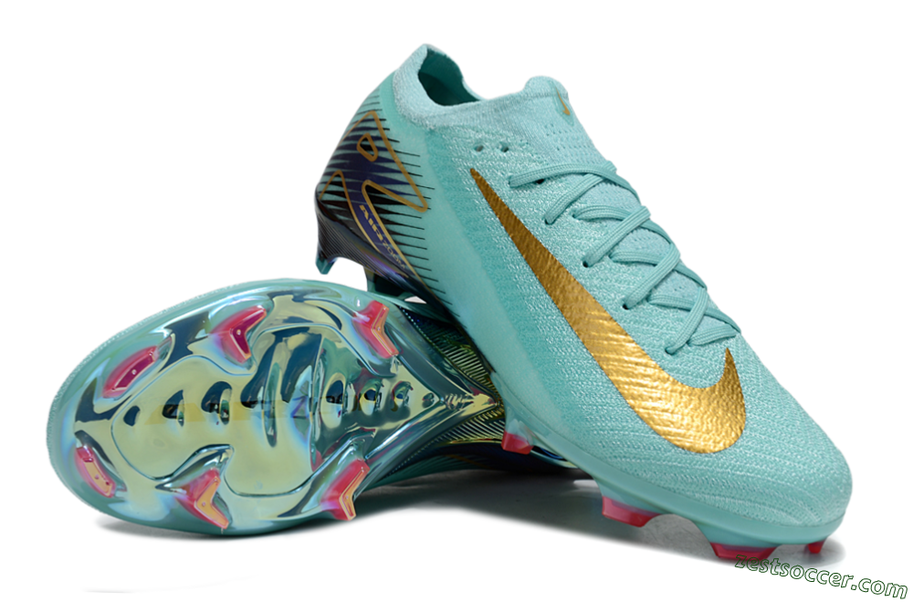 Nike Air Zoom Mercurial Vapor 16 Elite FG Low-Tops Soccer Cleats - Jade/Gold/Blue 3