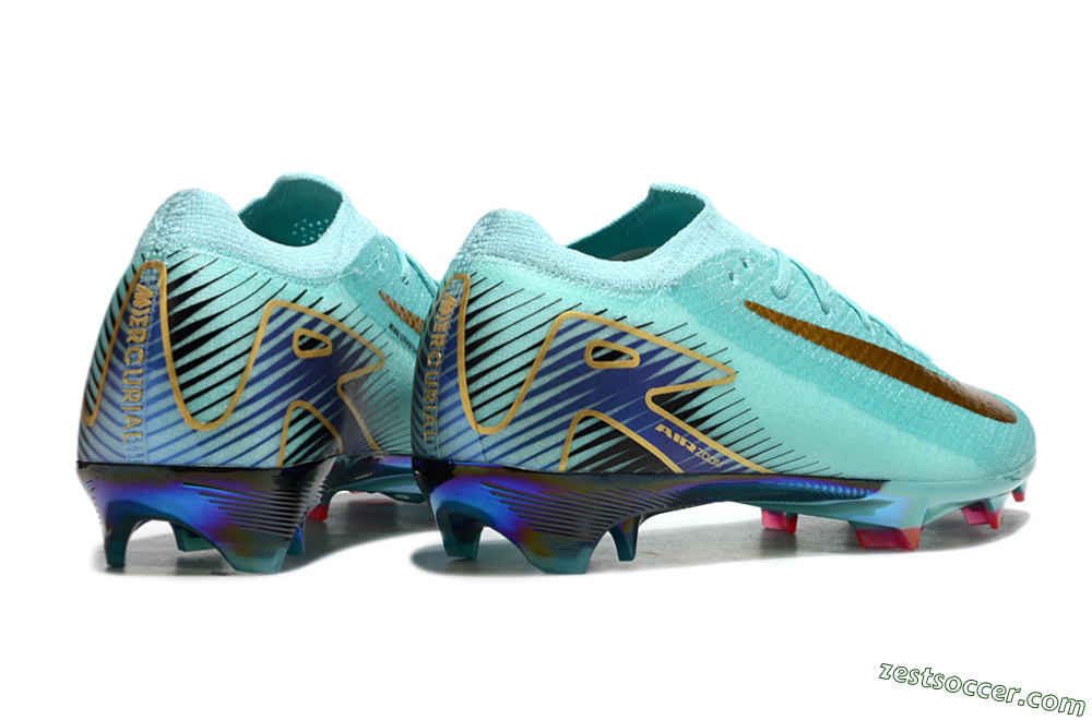 Nike Air Zoom Mercurial Vapor 16 Elite FG Low-Tops Soccer Cleats - Jade/Gold/Blue 6