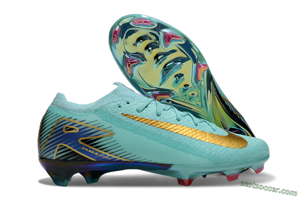 Nike Air Zoom Mercurial Vapor 16 Elite FG Low-Tops Soccer Cleats - Jade/Gold/Blue 0