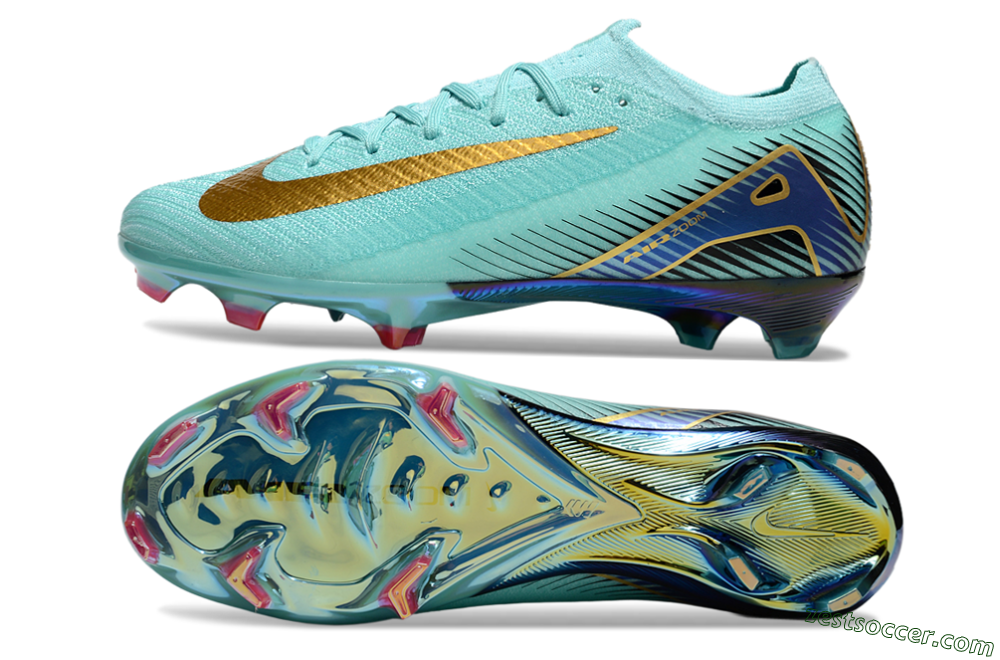 Nike Air Zoom Mercurial Vapor 16 Elite FG Low-Tops Soccer Cleats - Jade/Gold/Blue 1