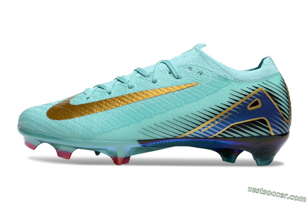 Nike Air Zoom Mercurial Vapor 16 Elite FG Low-Tops Soccer Cleats - Jade/Gold/Blue 2