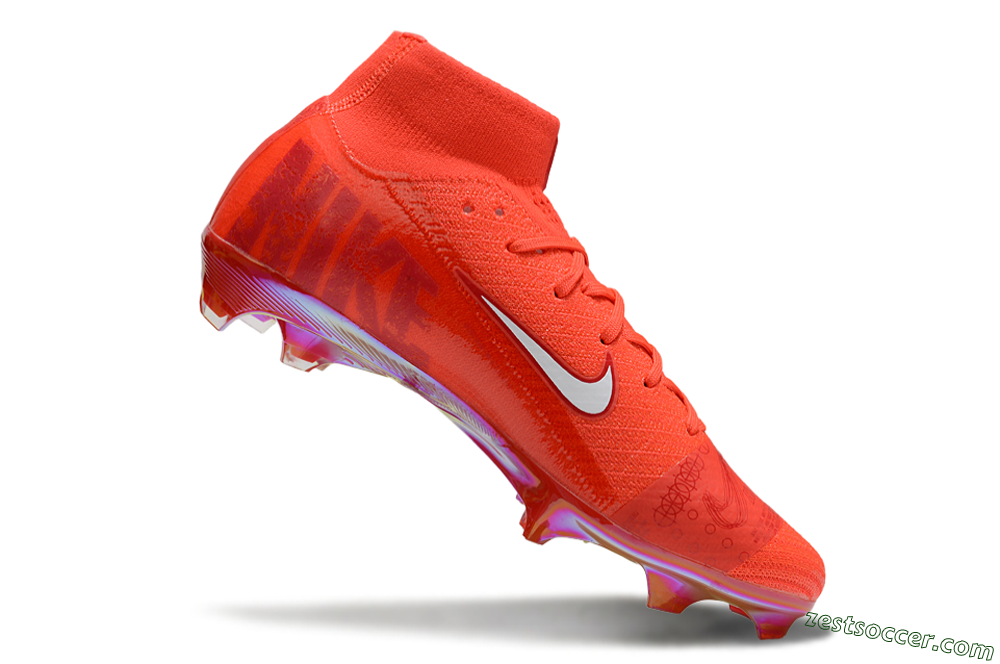 Nike Air Zoom Mercurial Superfly 10 Elite FG High-Tops Soccer Cleats - Red/White/Gold 4