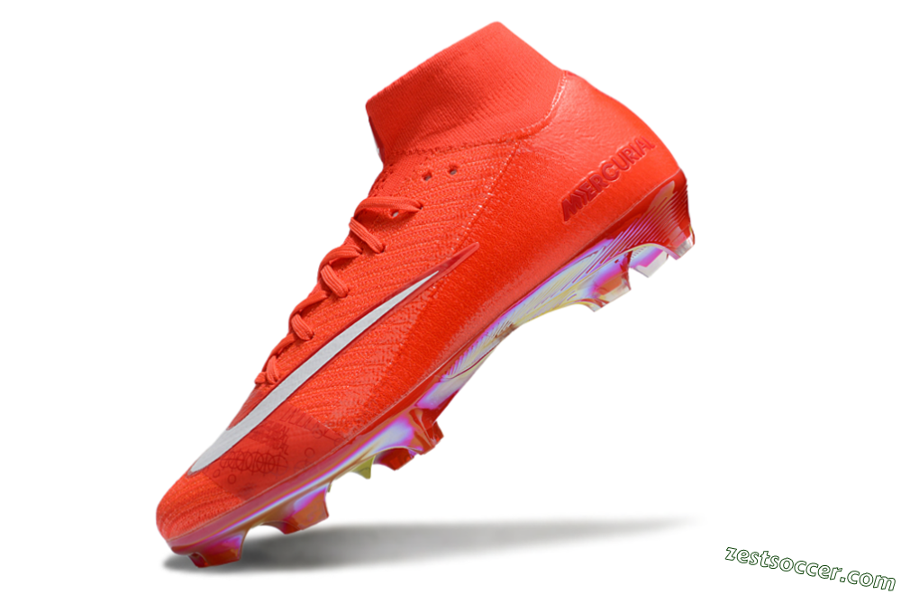 Nike Air Zoom Mercurial Superfly 10 Elite FG High-Tops Soccer Cleats - Red/White/Gold 5