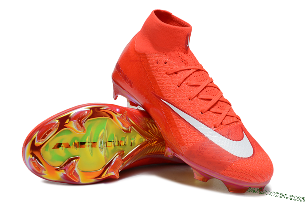 Nike Air Zoom Mercurial Superfly 10 Elite FG High-Tops Soccer Cleats - Red/White/Gold 3