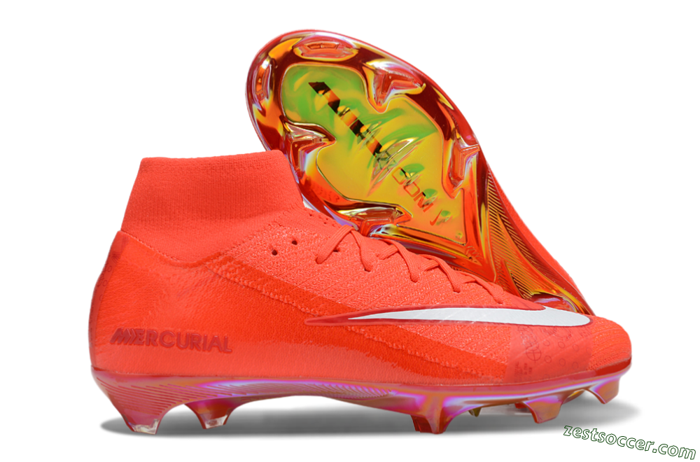 Nike Air Zoom Mercurial Superfly 10 Elite FG High-Tops Soccer Cleats - Red/White/Gold 0
