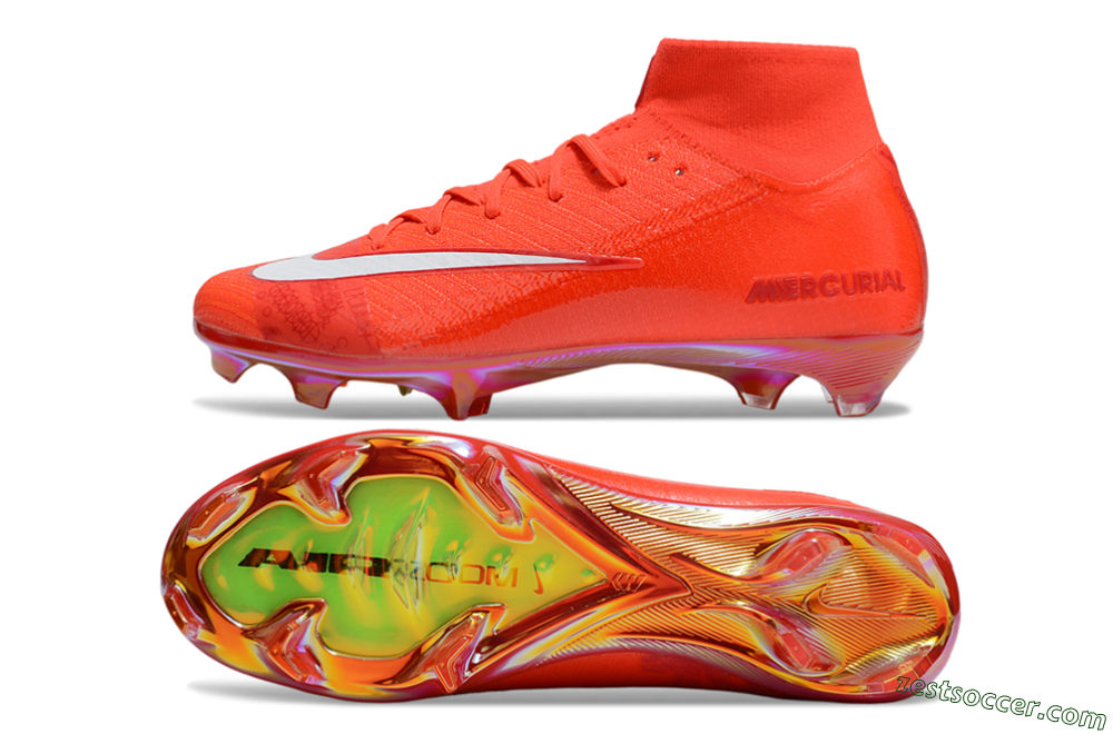 Nike Air Zoom Mercurial Superfly 10 Elite FG High-Tops Soccer Cleats - Red/White/Gold 1