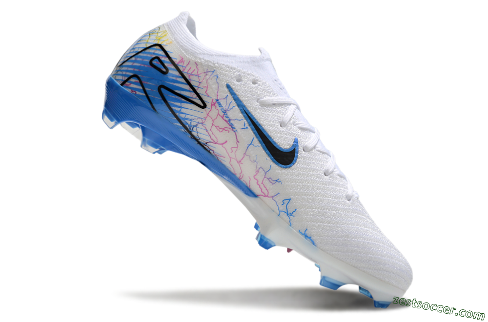 Nike Air Zoom Mercurial Vapor 16 Elite FG Low-Tops Soccer Cleats - White/Black/Blue/Pink/Yellow 4