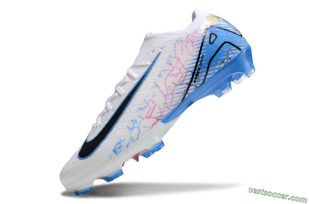 Nike Air Zoom Mercurial Vapor 16 Elite FG Low-Tops Soccer Cleats - White/Black/Blue/Pink/Yellow 5