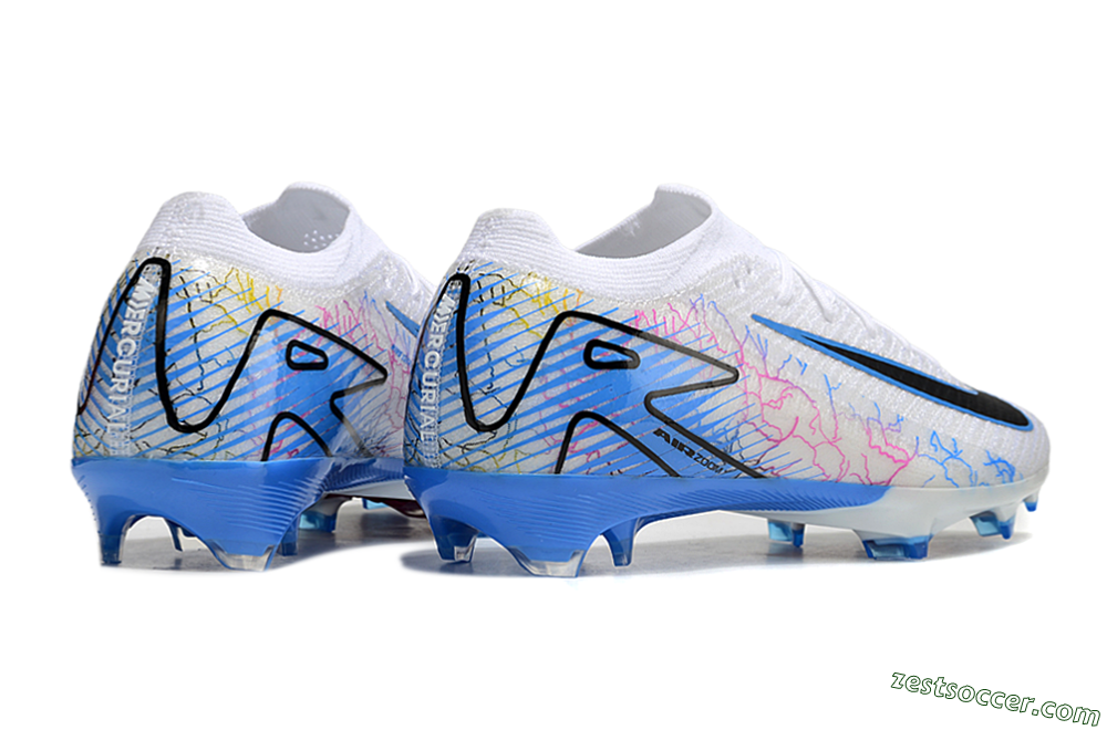 Nike Air Zoom Mercurial Vapor 16 Elite FG Low-Tops Soccer Cleats - White/Black/Blue/Pink/Yellow 6