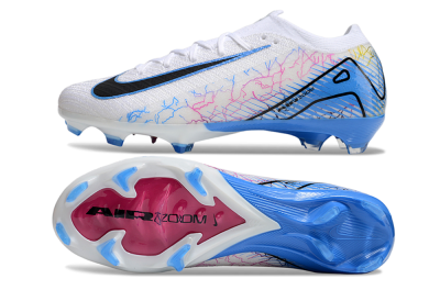 Nike Air Zoom Mercurial Vapor 16 Elite FG Low-Tops Soccer Cleats - White/Black/Blue/Pink/Yellow