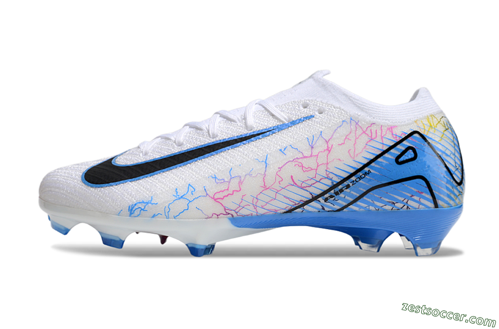 Nike Air Zoom Mercurial Vapor 16 Elite FG Low-Tops Soccer Cleats - White/Black/Blue/Pink/Yellow 2