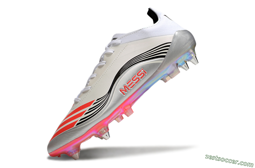 Messi x Adidas F50 Elite 2025 SG Low-Tops Soccer Cleats - Silver/White/Black 5