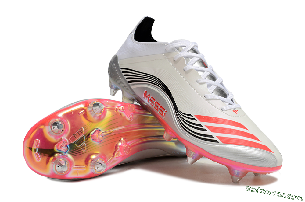 Messi x Adidas F50 Elite 2025 SG Low-Tops Soccer Cleats - Silver/White/Black 3