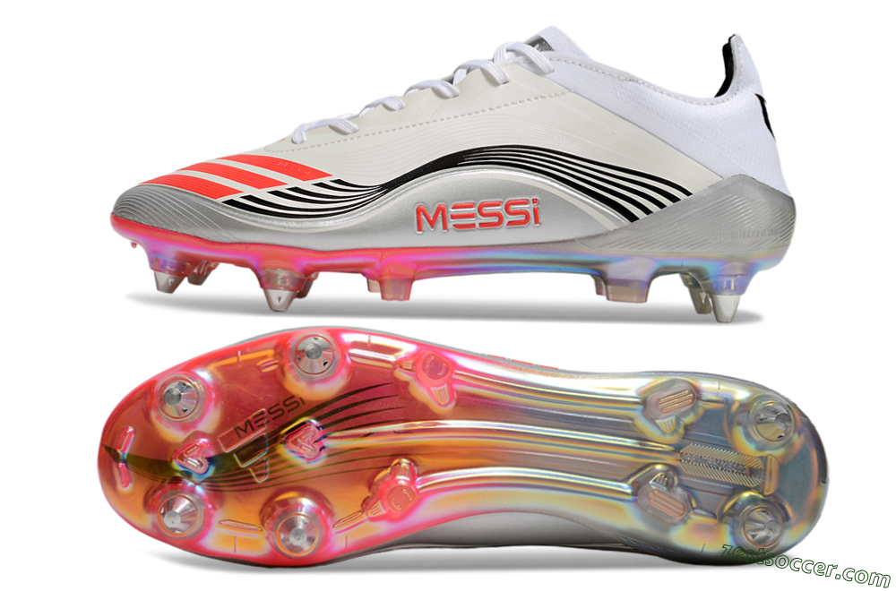 Messi x Adidas F50 Elite 2025 SG Low-Tops Soccer Cleats - Silver/White/Black 1