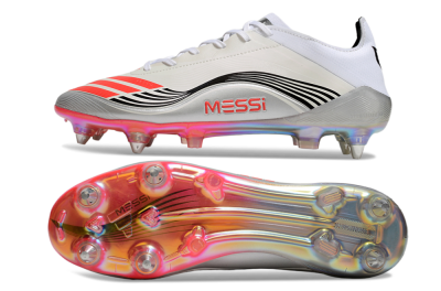 Messi x Adidas F50 Elite 2025 SG Low-Tops Soccer Cleats - Silver/White/Black