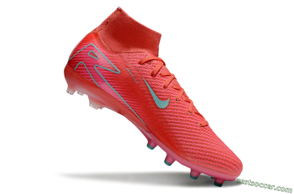 Nike Air Zoom Mercurial Superfly 10 Elite AG High-Tops Soccer Cleats - Red/Jade 4
