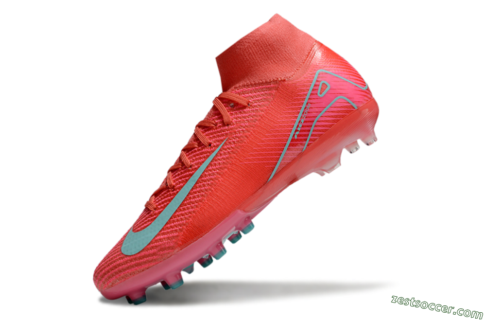 Nike Air Zoom Mercurial Superfly 10 Elite AG High-Tops Soccer Cleats - Red/Jade 5