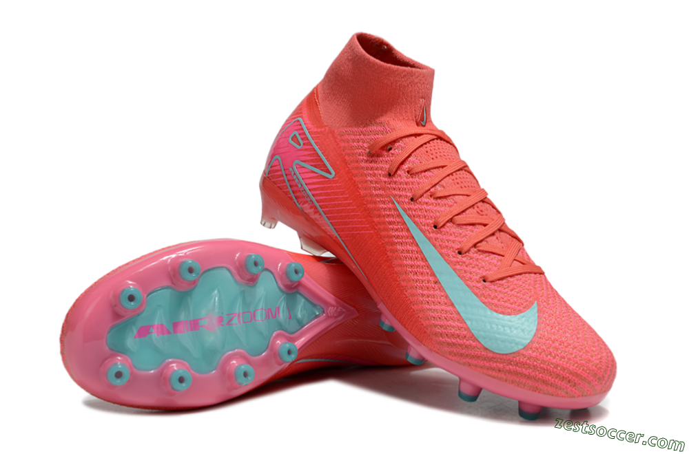 Nike Air Zoom Mercurial Superfly 10 Elite AG High-Tops Soccer Cleats - Red/Jade 3