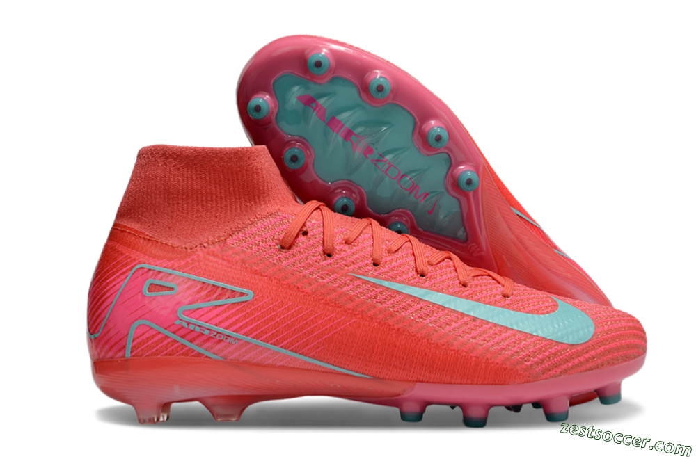 Nike Air Zoom Mercurial Superfly 10 Elite AG High-Tops Soccer Cleats - Red/Jade 0
