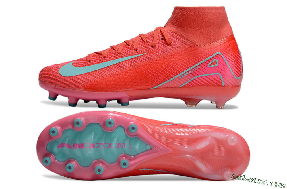 Nike Air Zoom Mercurial Superfly 10 Elite AG High-Tops Soccer Cleats - Red/Jade 1