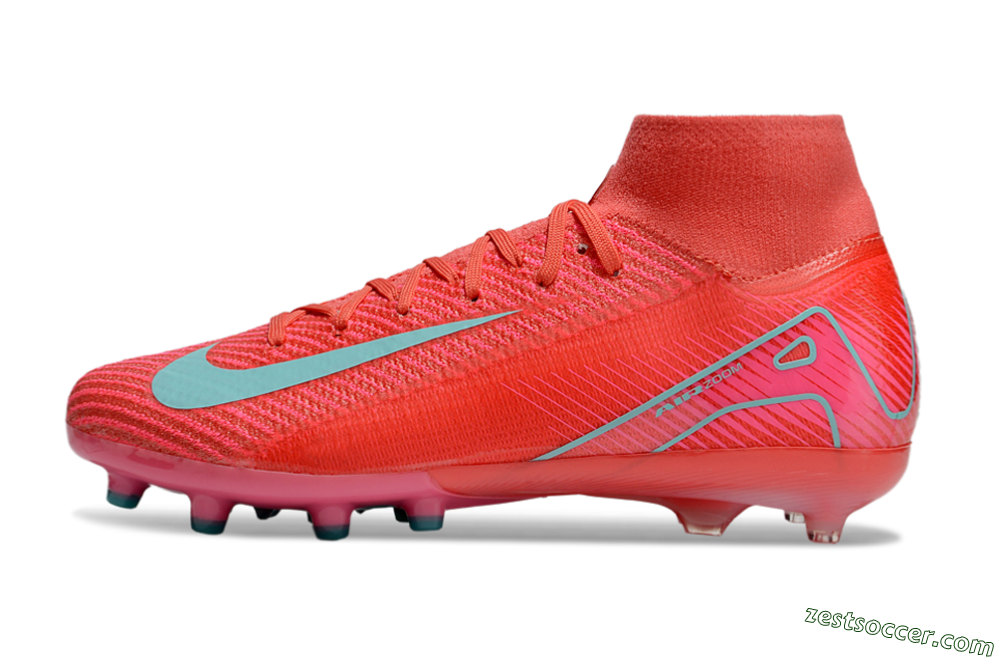 Nike Air Zoom Mercurial Superfly 10 Elite AG High-Tops Soccer Cleats - Red/Jade 2