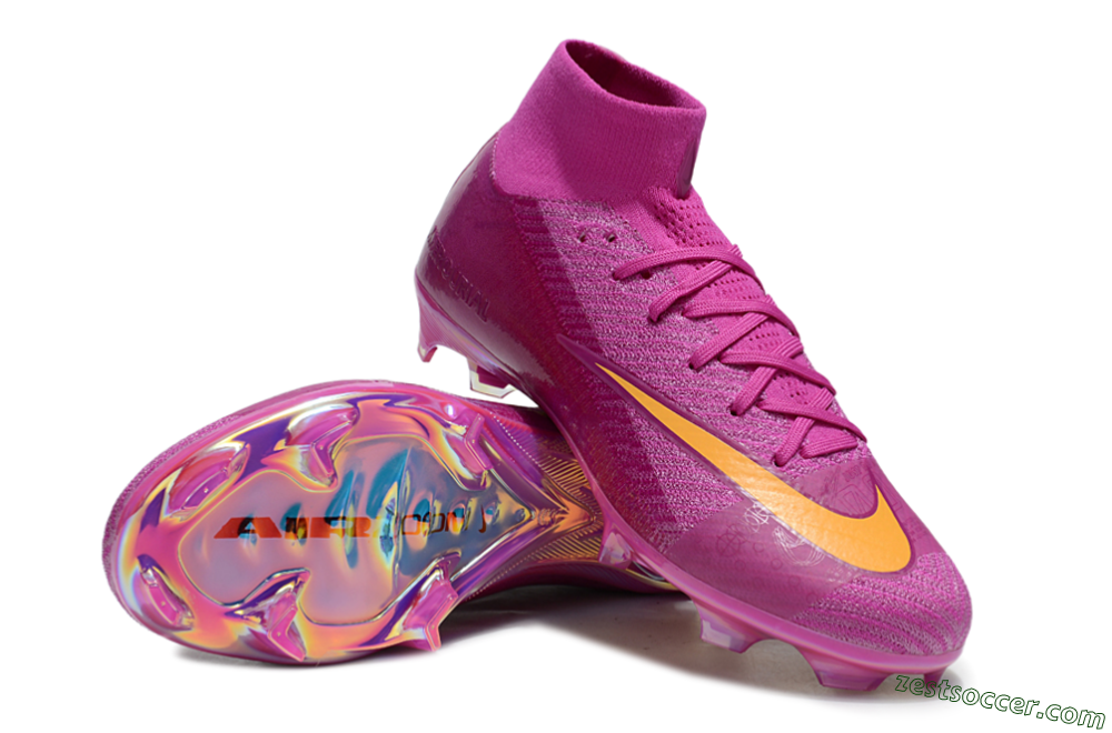 Nike Air Zoom Mercurial Superfly 10 Elite FG High-Tops Soccer Cleats - Purple/Yellow/Gold 3