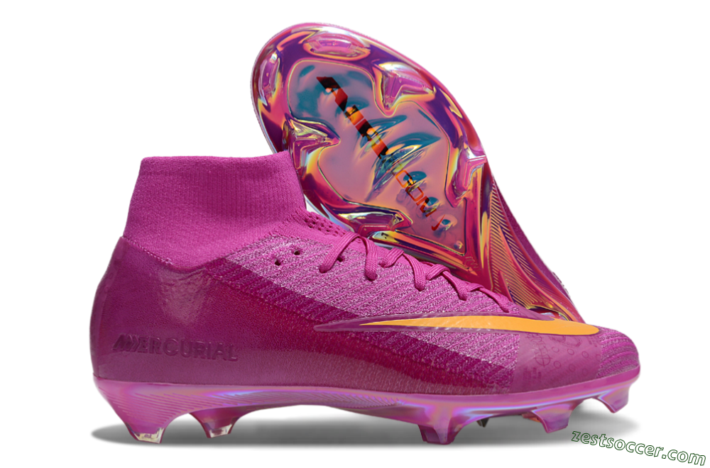 Nike Air Zoom Mercurial Superfly 10 Elite FG High-Tops Soccer Cleats - Purple/Yellow/Gold 0