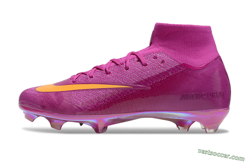 Nike Air Zoom Mercurial Superfly 10 Elite FG High-Tops Soccer Cleats - Purple/Yellow/Gold 2