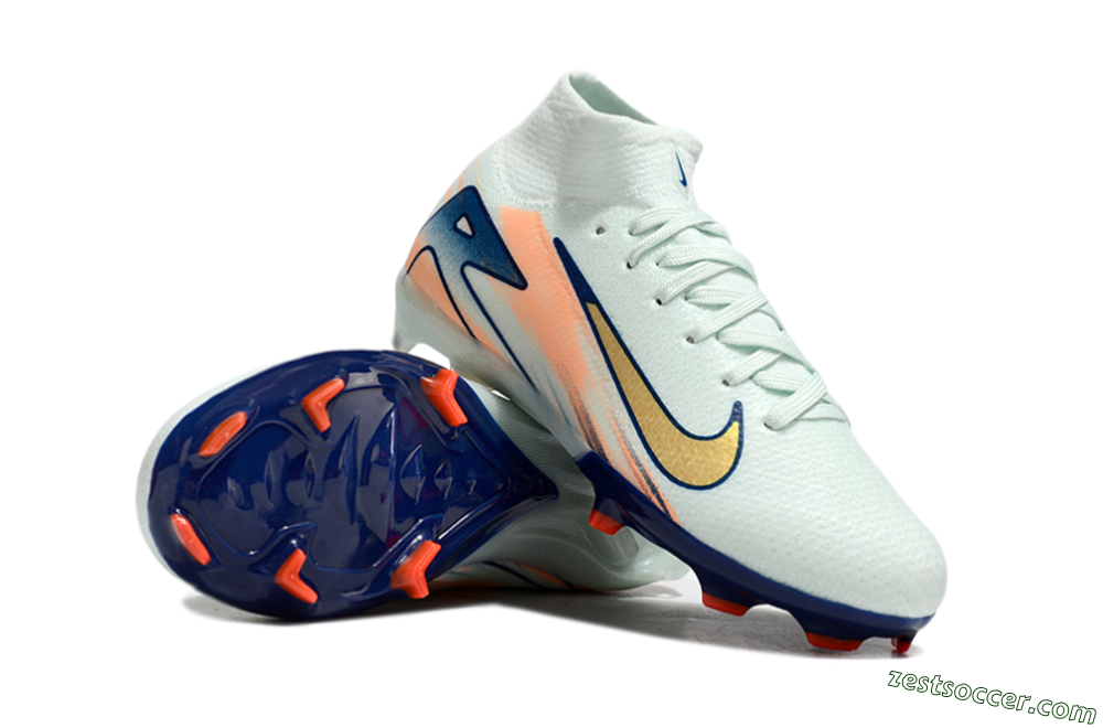 Nike Air Zoom Mercurial Superfly 10 Elite FG High-Tops Soccer Cleats - Jade/Gold/Blue 1