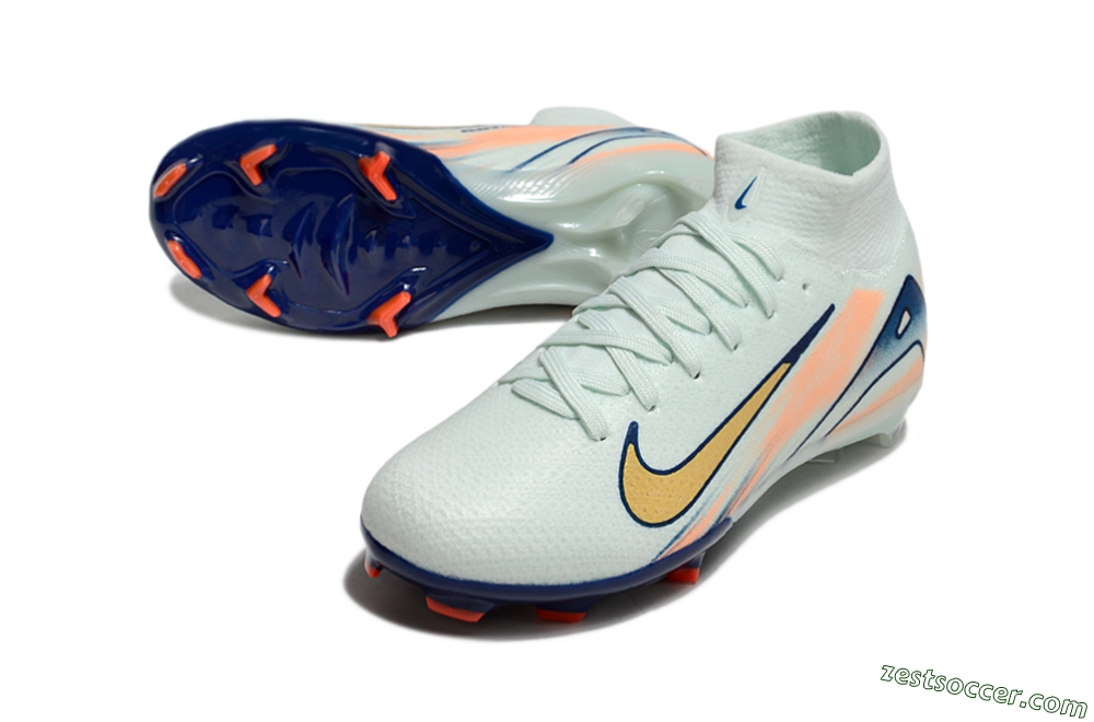 Nike Air Zoom Mercurial Superfly 10 Elite FG High-Tops Soccer Cleats - Jade/Gold/Blue 3