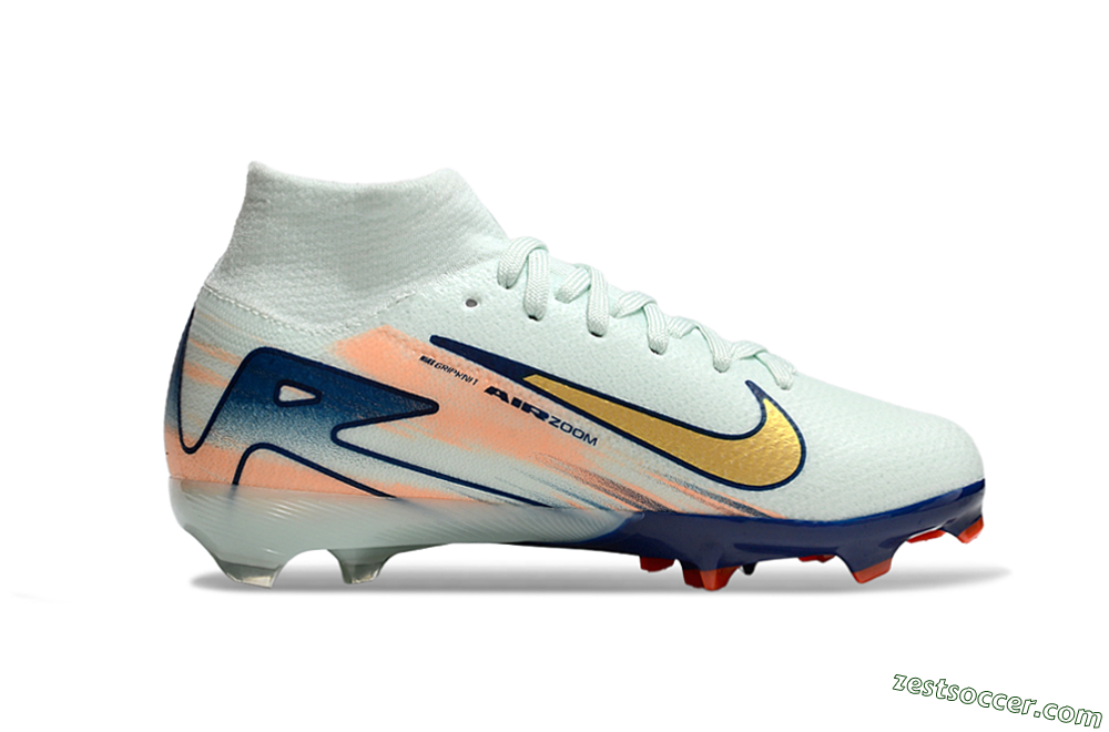 Nike Air Zoom Mercurial Superfly 10 Elite FG High-Tops Soccer Cleats - Jade/Gold/Blue 4