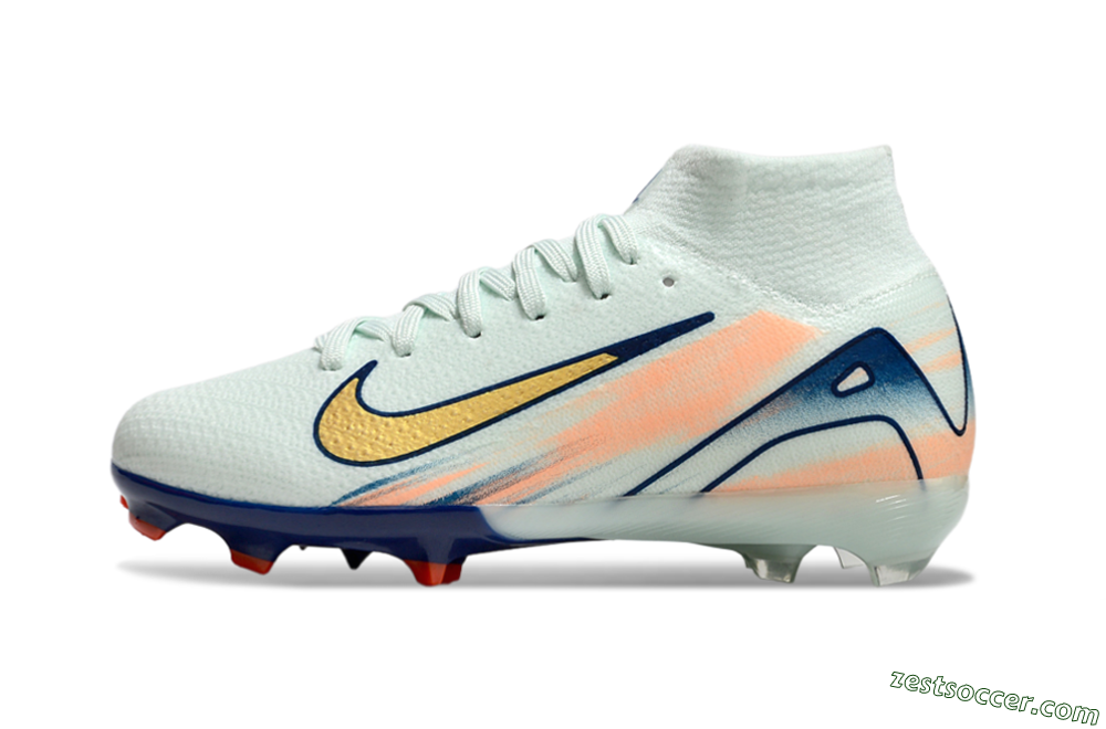 Nike Air Zoom Mercurial Superfly 10 Elite FG High-Tops Soccer Cleats - Jade/Gold/Blue 2