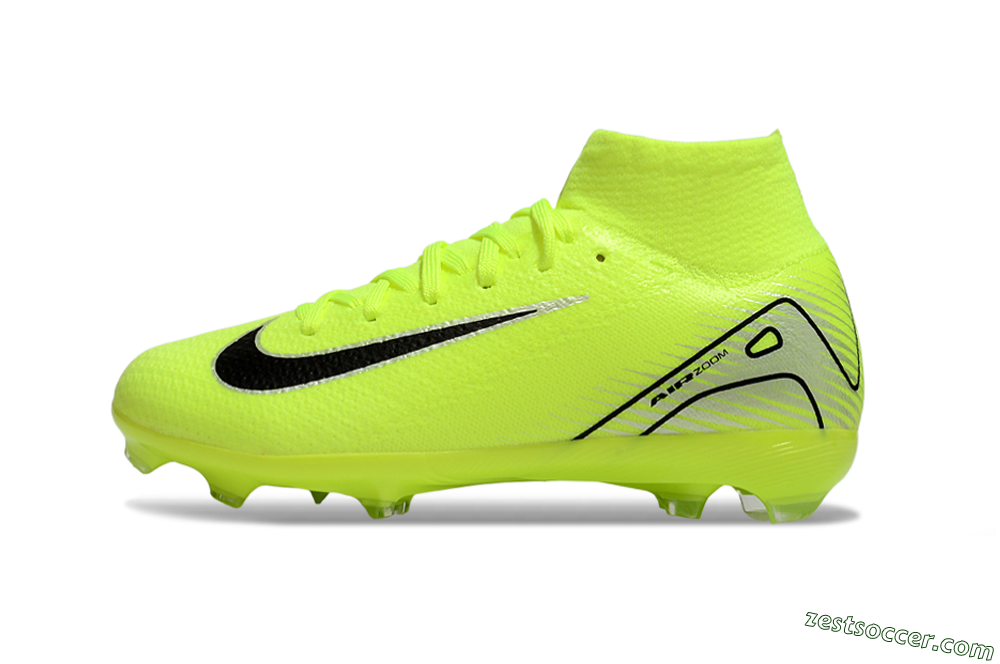 Nike Air Zoom Mercurial Superfly 10 Elite FG High-Tops Soccer Cleats - Yellow/Black/Silver 2