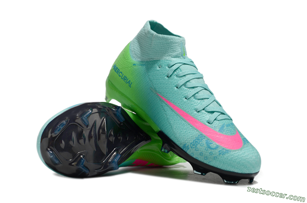 Nike Air Zoom Mercurial Superfly 10 Elite FG High-Tops Soccer Cleats - Jade/Pink/Yellow 1