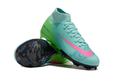 Nike Air Zoom Mercurial Superfly 10 Elite FG High-Tops Soccer Cleats - Jade/Pink/Yellow