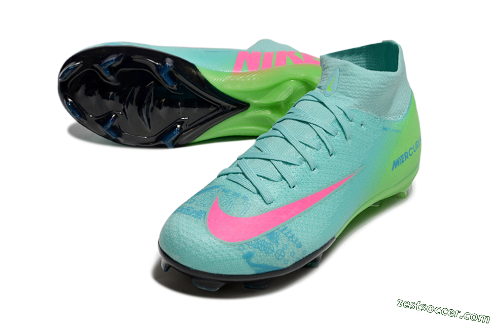 Nike Air Zoom Mercurial Superfly 10 Elite FG High-Tops Soccer Cleats - Jade/Pink/Yellow 3