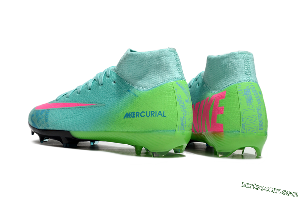 Nike Air Zoom Mercurial Superfly 10 Elite FG High-Tops Soccer Cleats - Jade/Pink/Yellow 5