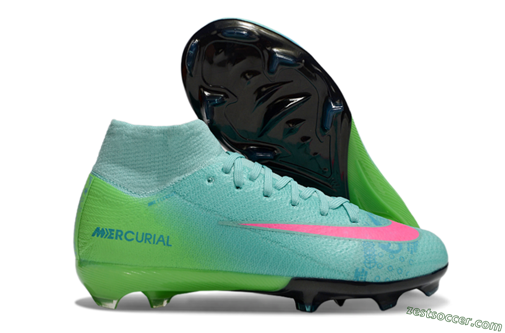 Nike Air Zoom Mercurial Superfly 10 Elite FG High-Tops Soccer Cleats - Jade/Pink/Yellow 0