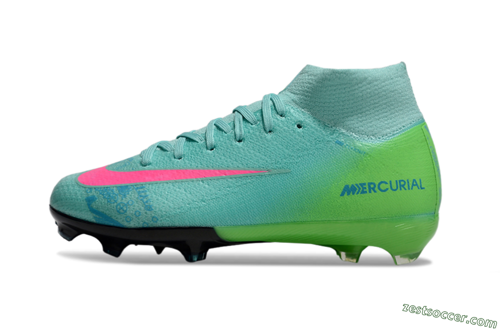 Nike Air Zoom Mercurial Superfly 10 Elite FG High-Tops Soccer Cleats - Jade/Pink/Yellow 2