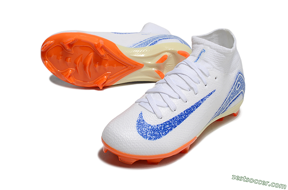 Nike Air Zoom Mercurial Superfly 10 Elite FG High-Tops Soccer Cleats - White/Blue/Red 3