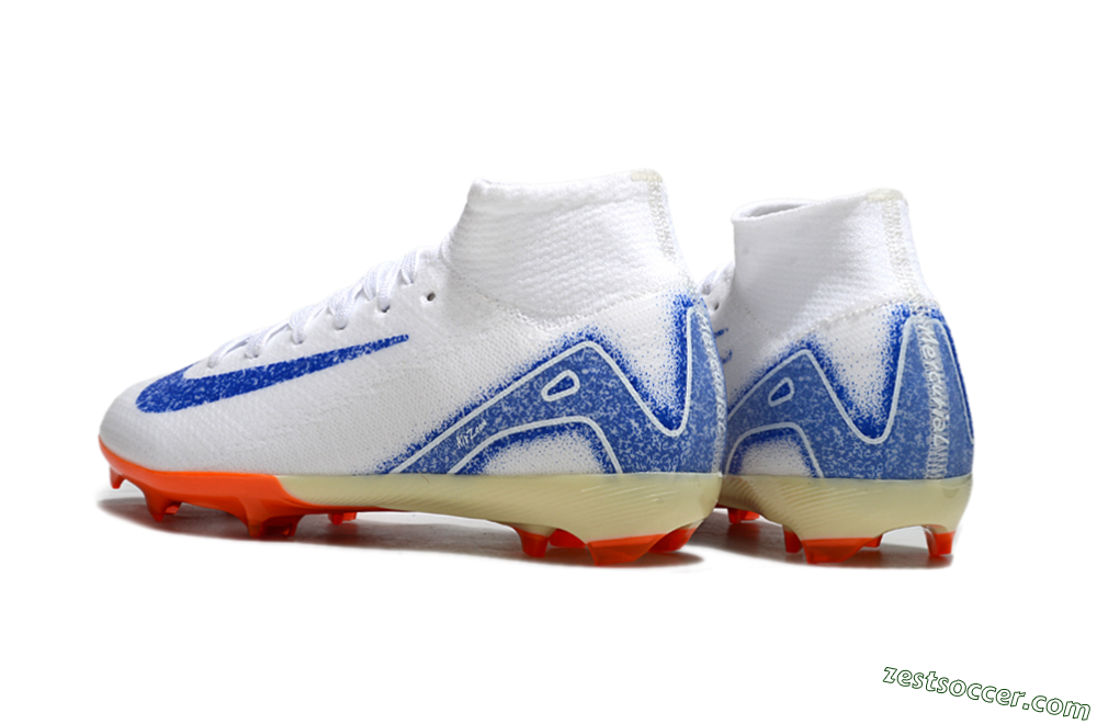 Nike Air Zoom Mercurial Superfly 10 Elite FG High-Tops Soccer Cleats - White/Blue/Red 5