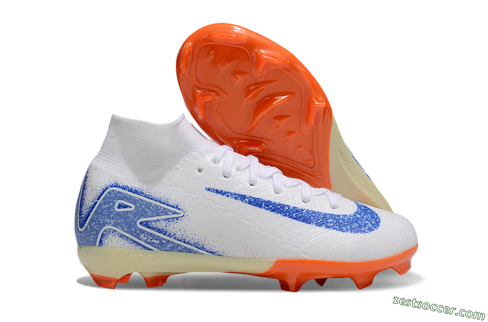 Nike Air Zoom Mercurial Superfly 10 Elite FG High-Tops Soccer Cleats - White/Blue/Red 0