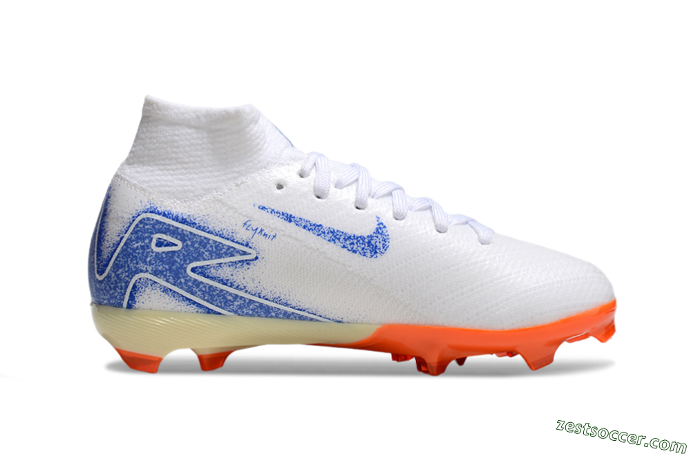 Nike Air Zoom Mercurial Superfly 10 Elite FG High-Tops Soccer Cleats - White/Blue/Red 4