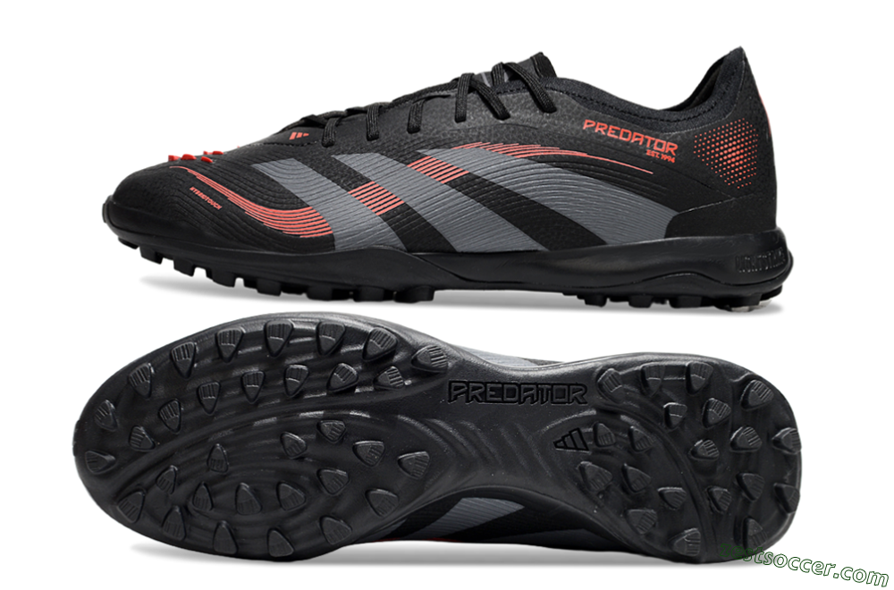 Adidas Predator 25 Elite TF Low-Tops Soccer Shoes - Black/Grey/Red 1