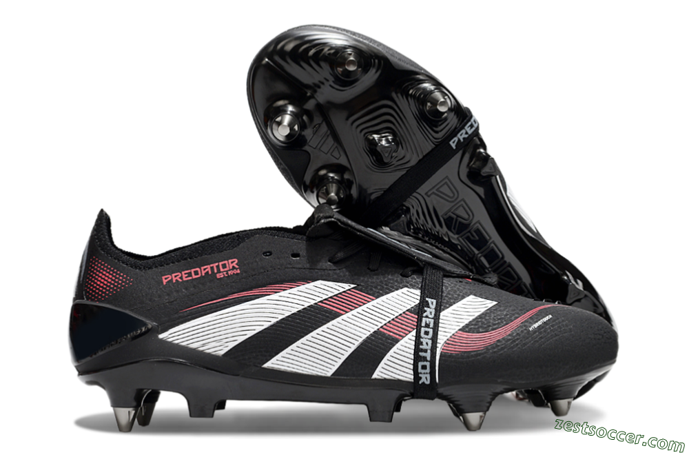 Adidas Predator 25 Elite Foldover Tongue SG Low-Tops Soccer Cleats - Black/White/Red 0