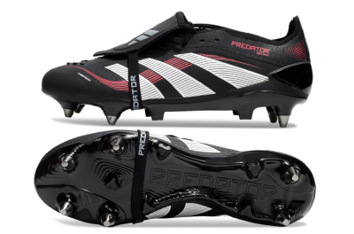 Adidas Predator 25 Elite Foldover Tongue SG Low-Tops Soccer Cleats - Black/White/Red