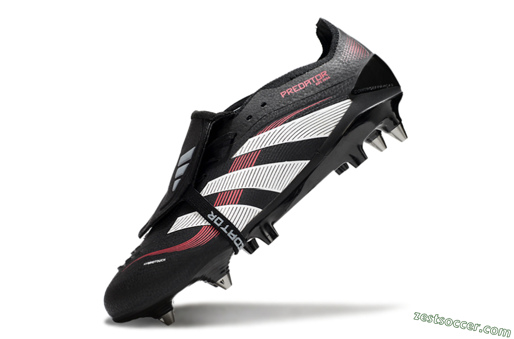 Adidas Predator 25 Elite Foldover Tongue SG Low-Tops Soccer Cleats - Black/White/Red 5