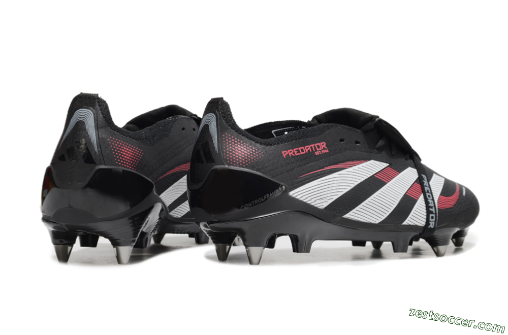 Adidas Predator 25 Elite Foldover Tongue SG Low-Tops Soccer Cleats - Black/White/Red 6