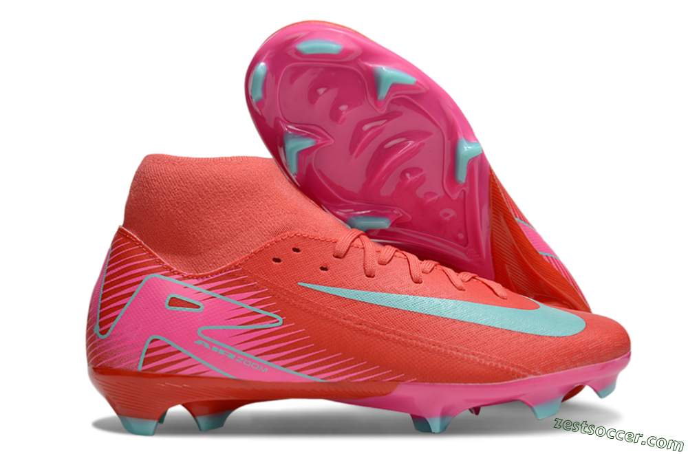 Nike Air Zoom Mercurial Superfly 10 Elite FG High-Tops Soccer Cleats - Red/Jade/Pink 0
