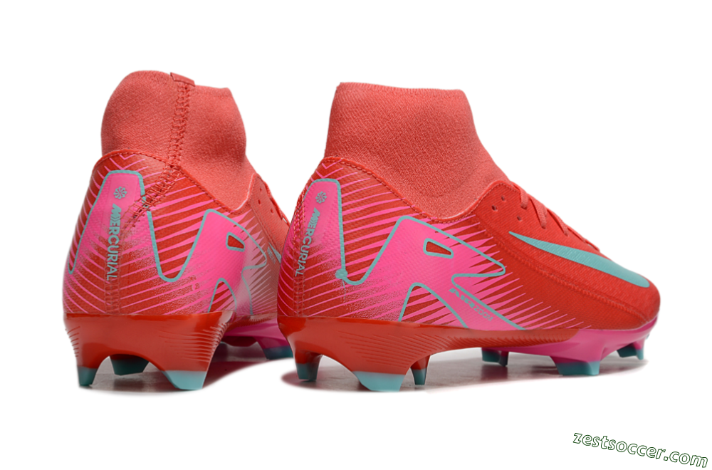 Nike Air Zoom Mercurial Superfly 10 Elite FG High-Tops Soccer Cleats - Red/Jade/Pink 6